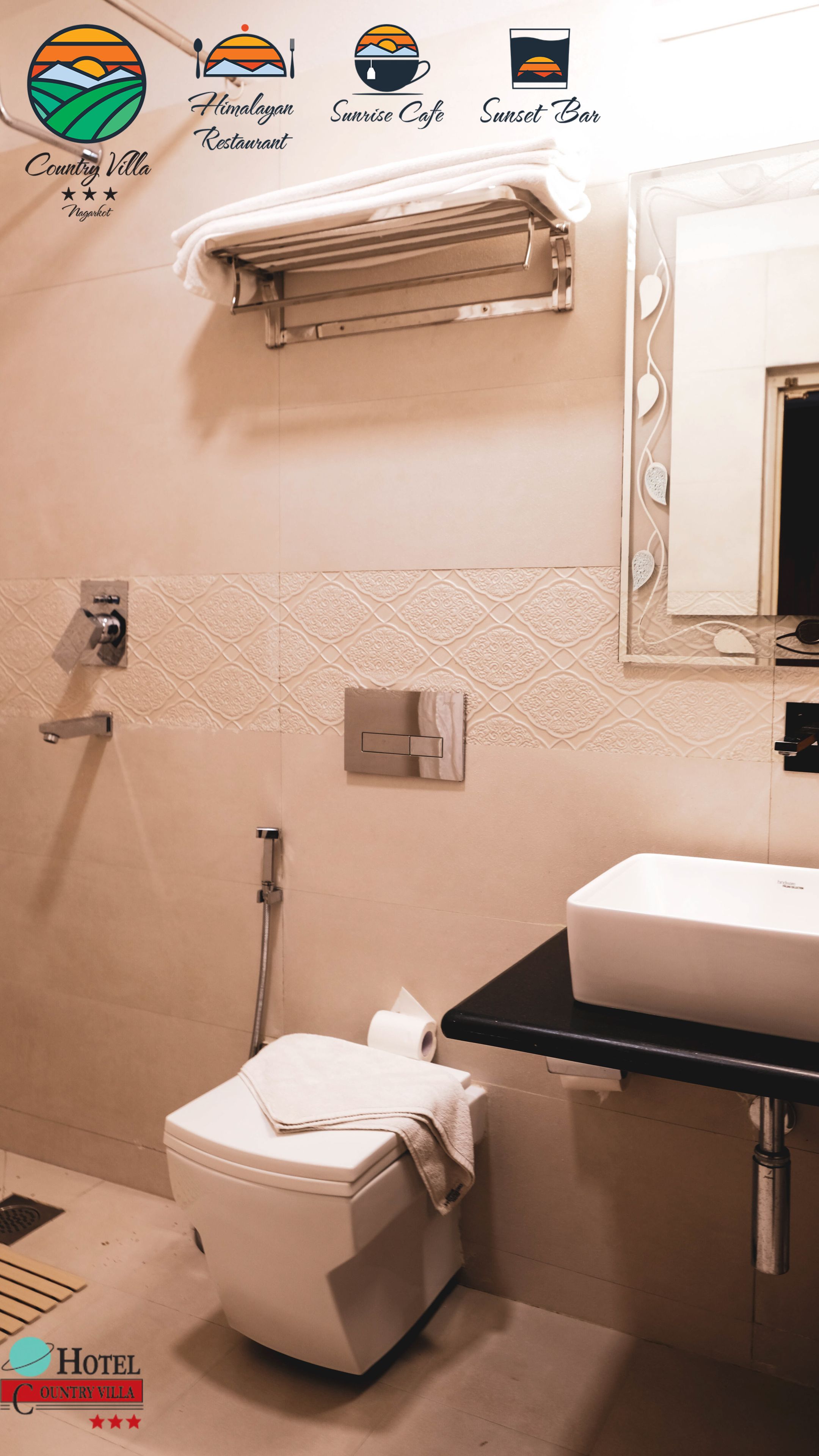 A bathroom with a toilet, sink, and towel rack.