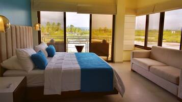 Habitación superior, 1 cama King size, vista al lago | Ropa de cama