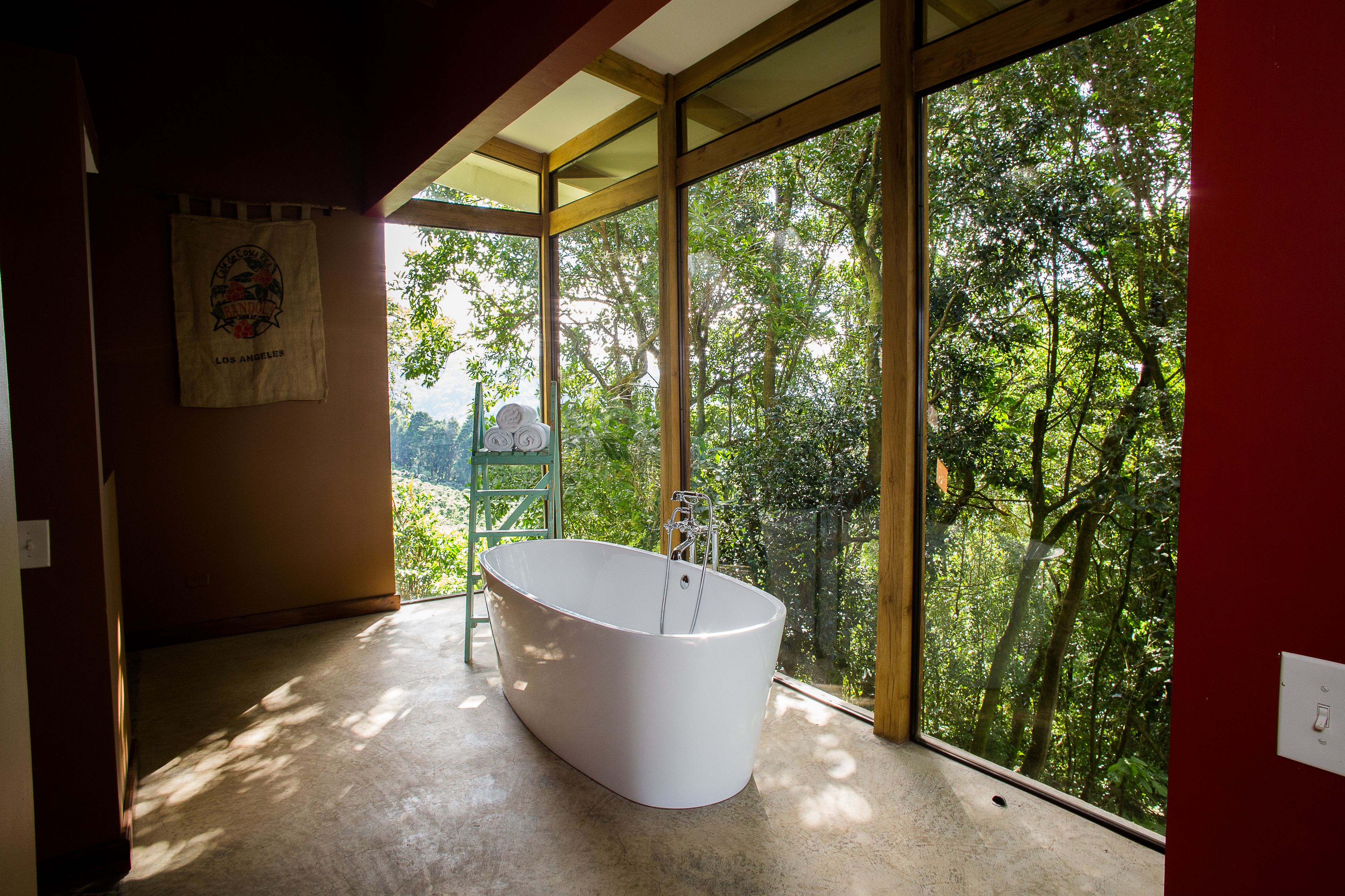 forest view suite | bathroom | eco-friendly toiletries, hair dryer, towels