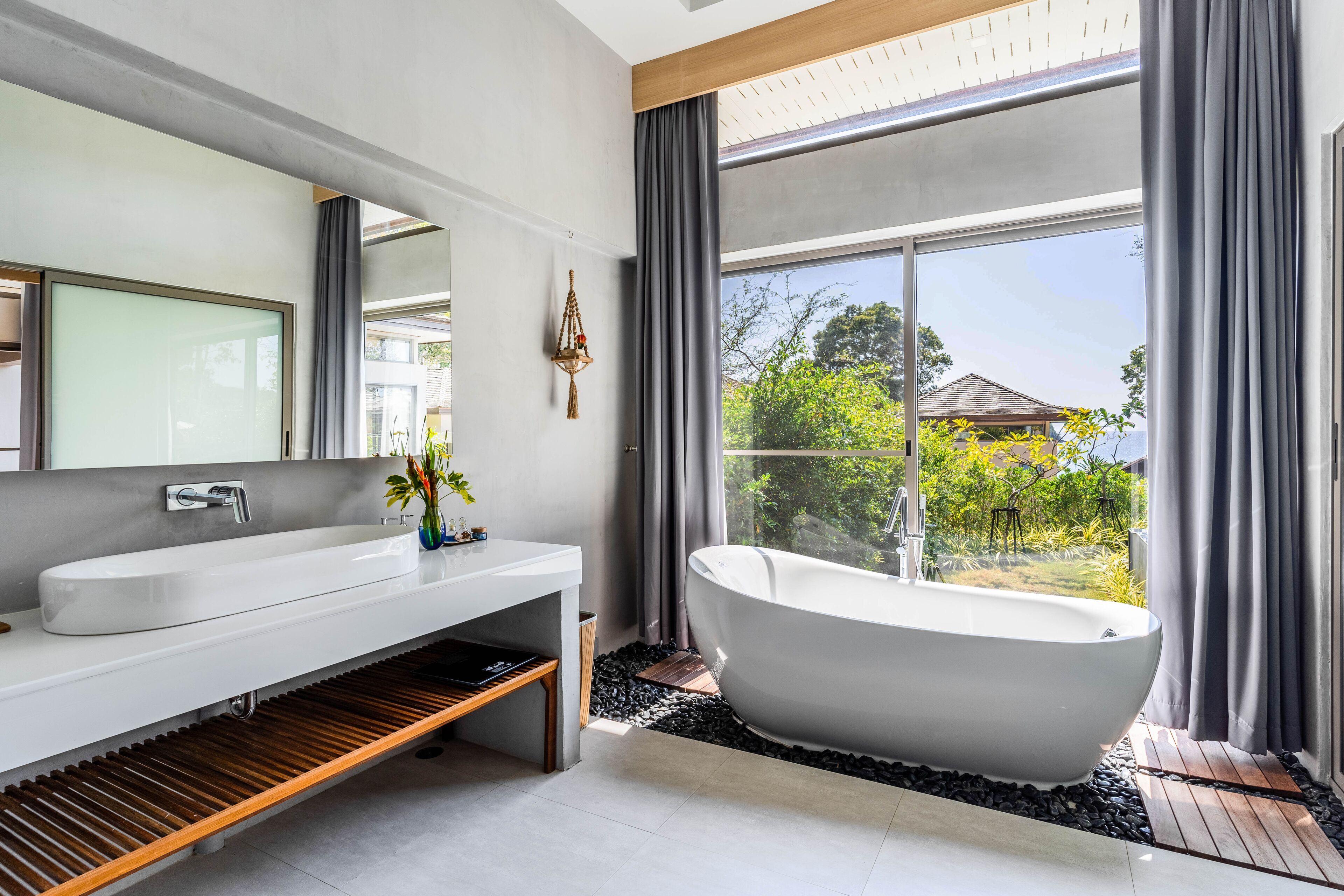 the tropical ocean pool villa - 2 bedrooms | bathroom | free toiletries, hair dryer, bidet, towels