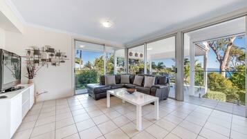 Flat-screen TV, DVD player