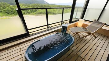 Japanese Style Room with Outdoor Bath, Non Smoking | In-room safe, bed sheets
