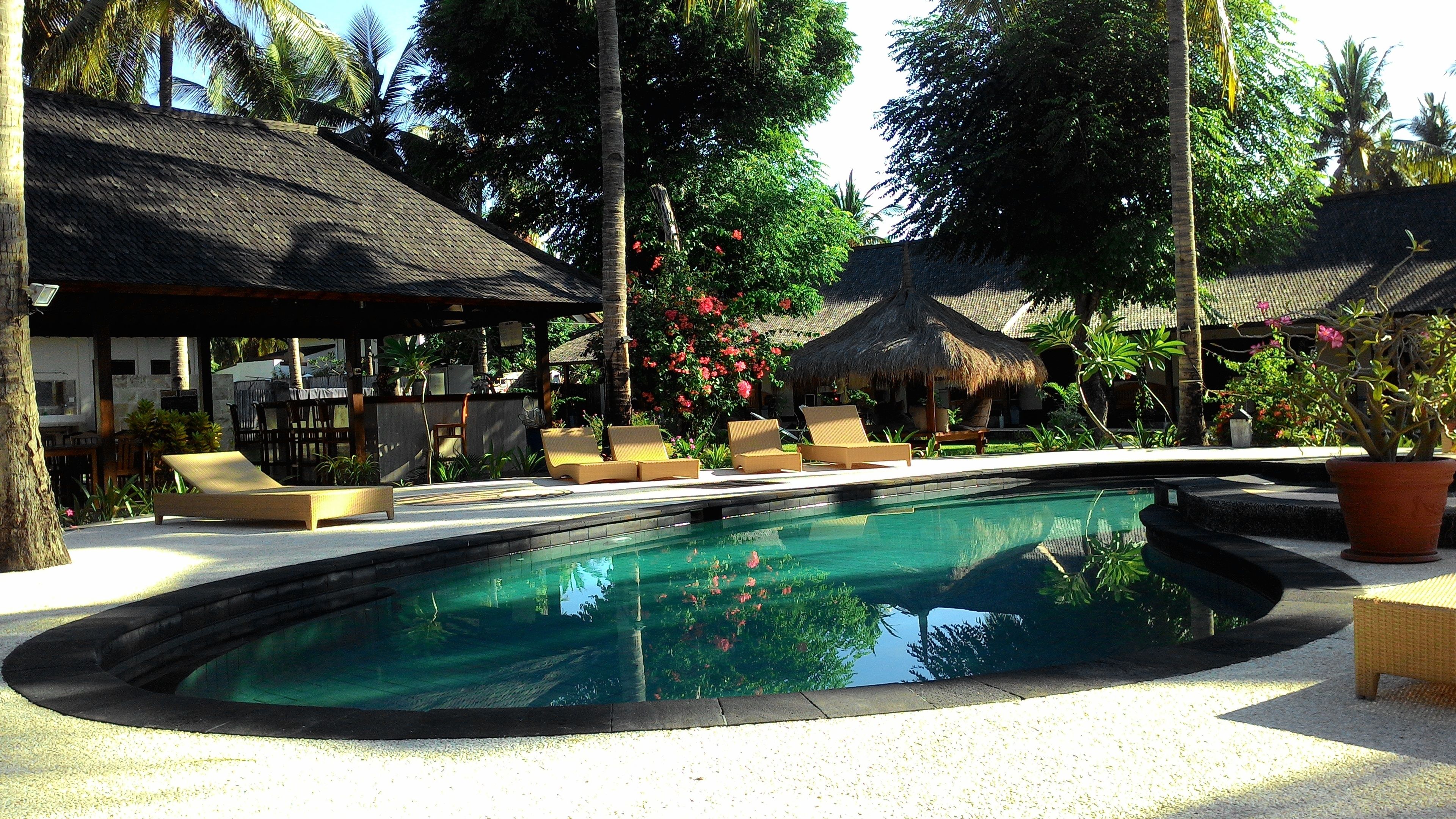 2 outdoor pools, pool loungers