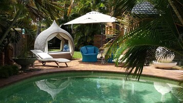 Outdoor pool, pool loungers