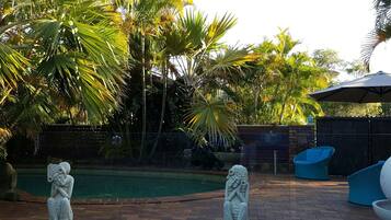 Outdoor pool, pool loungers