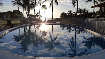 Outdoor pool, sun loungers