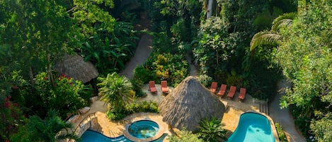 Outdoor pool, sun loungers