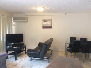 Flat-screen TV, DVD player