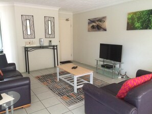 Flat-screen TV, DVD player