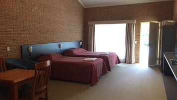 Individually decorated, desk, blackout drapes, soundproofing