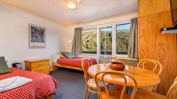 Blackout curtains, free WiFi, bed sheets