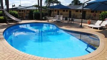 Outdoor pool, pool loungers