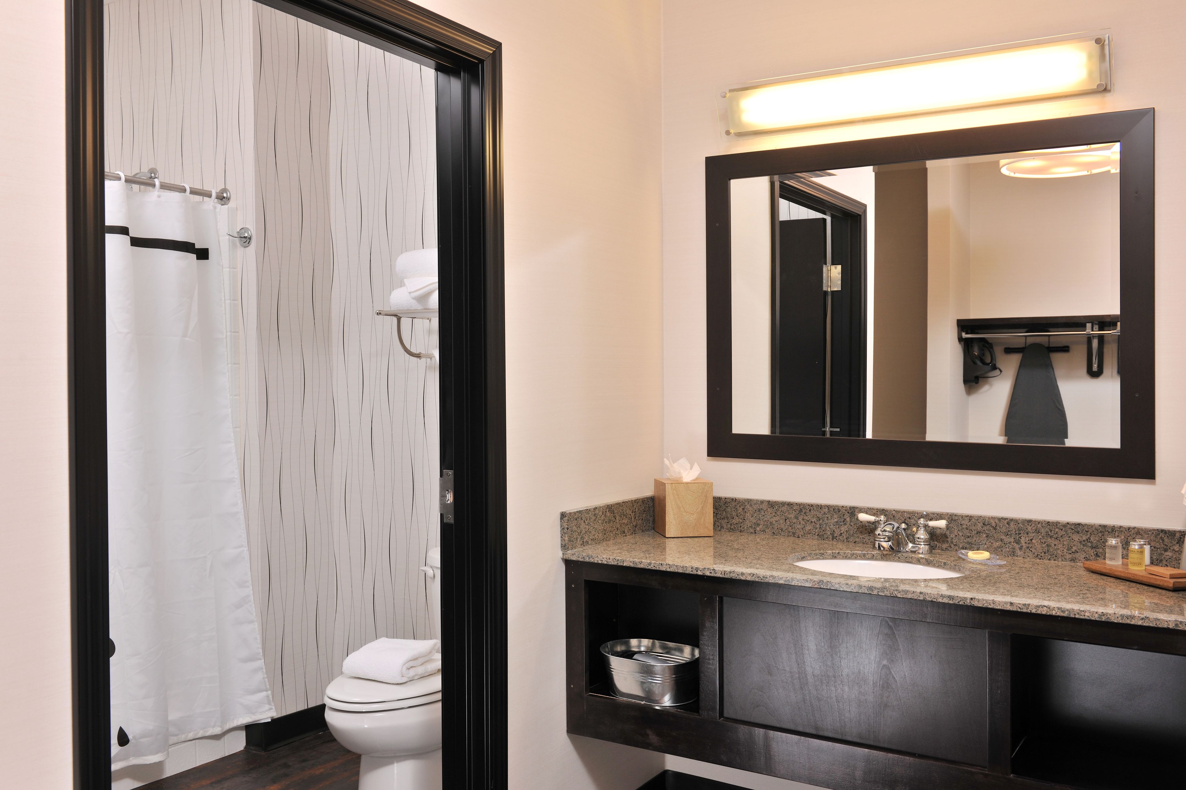 free toiletries, hair dryer, towels