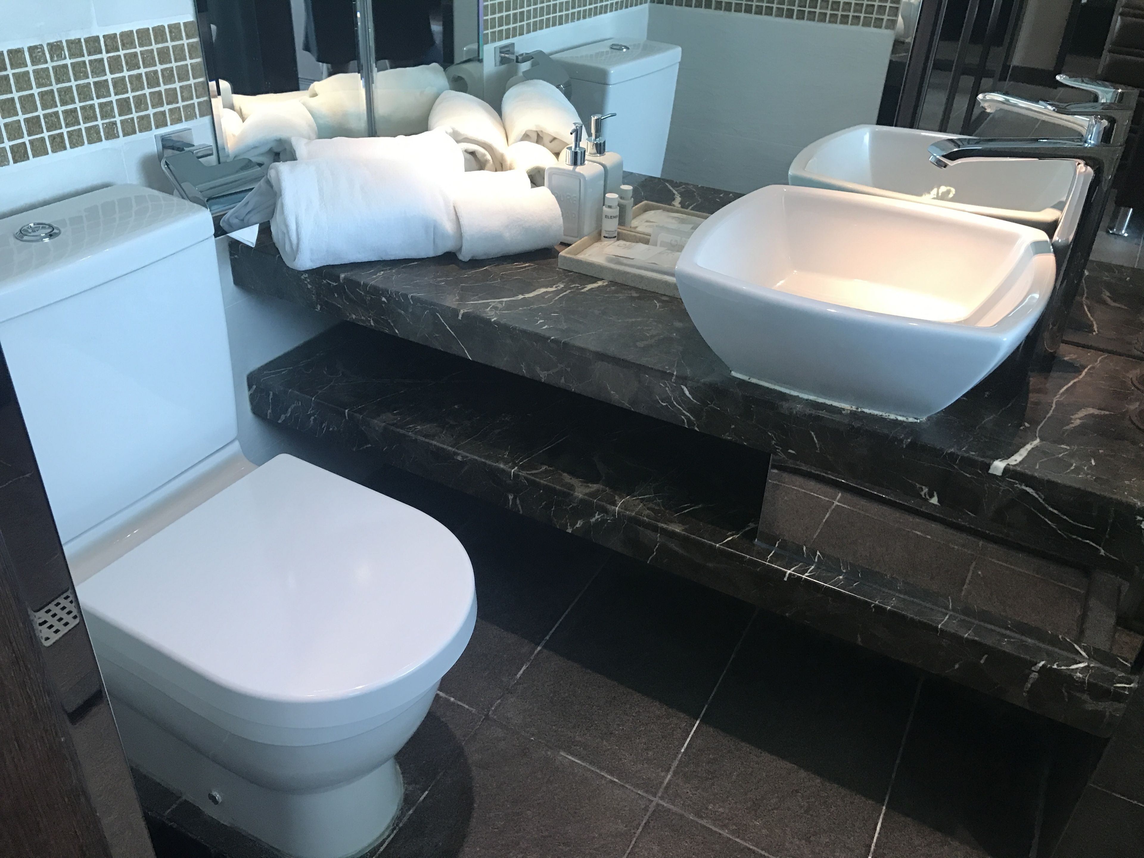 shower, designer toiletries, hair dryer, bathrobes