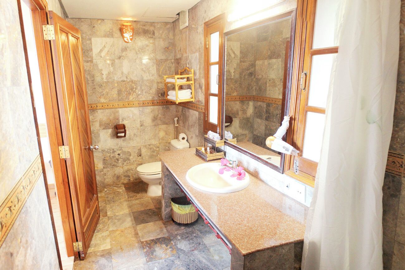 shower, free toiletries, hair dryer, slippers