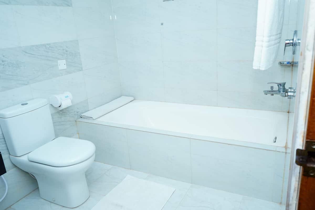 family double room | bathroom | rainfall showerhead, free toiletries, hair dryer, bathrobes