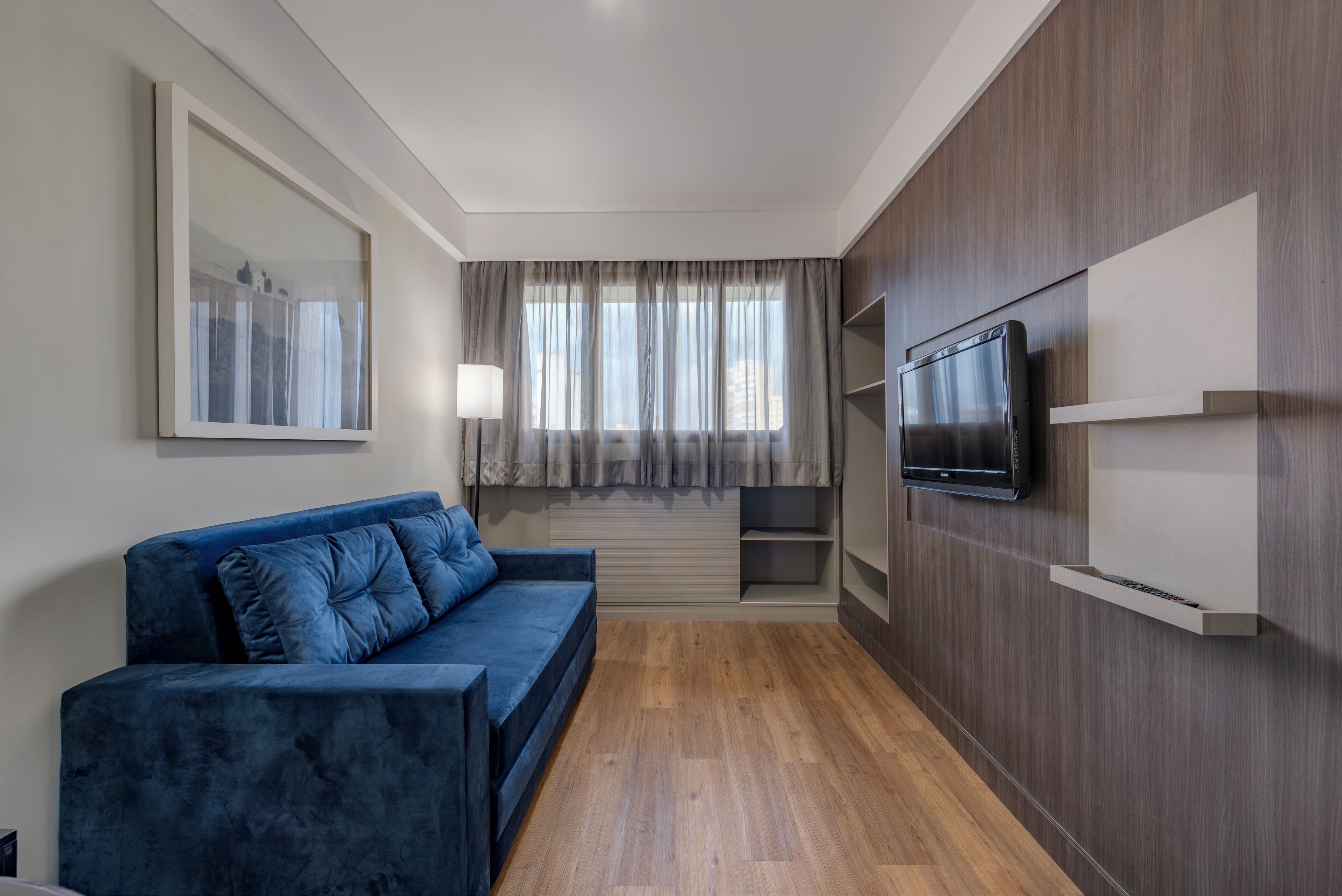 高级套房, 1 张特大床 | 起居区 | 29-英寸纯平电视 （配备有线频道）、电视