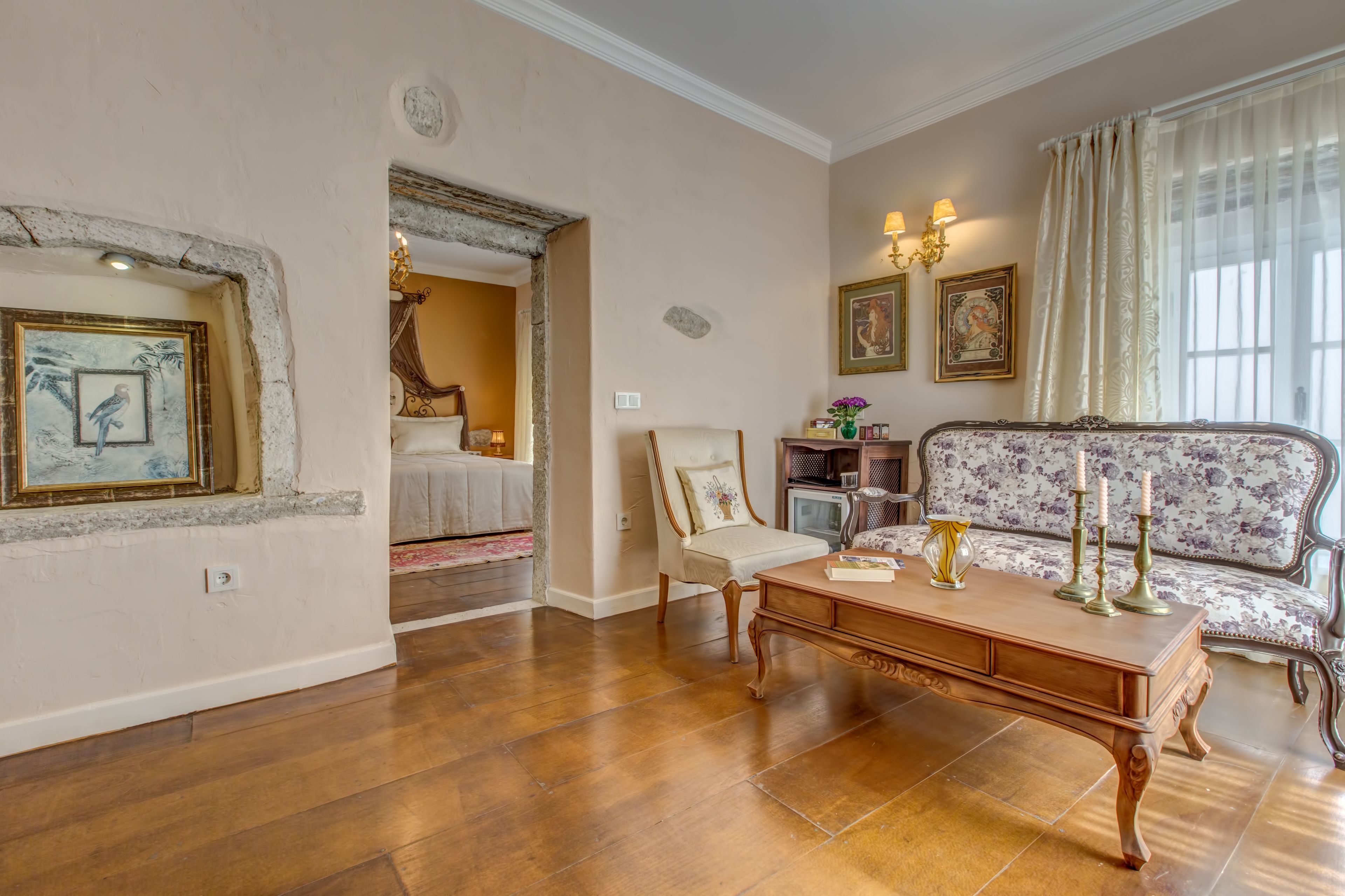 suite, fireplace | living area | flat-screen tv, toys