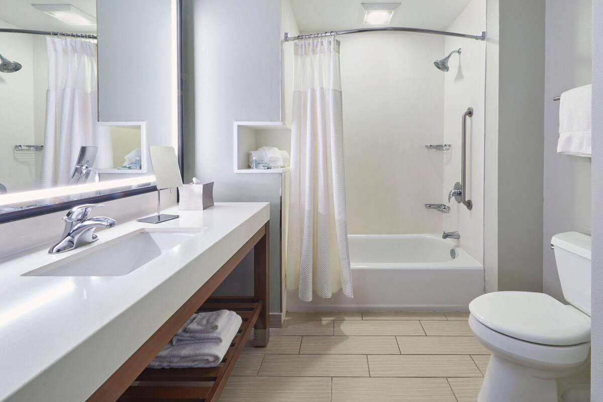 free toiletries, hair dryer, towels, soap