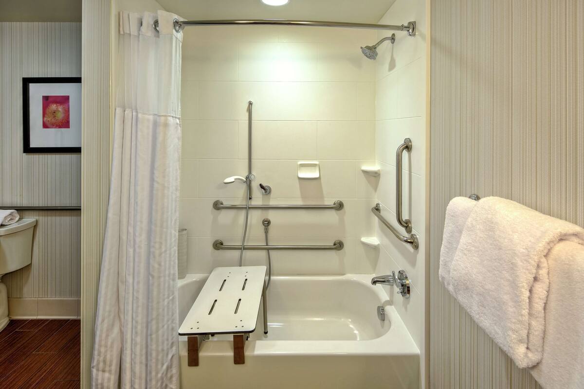 free toiletries, hair dryer, towels