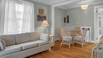 42-inch flat-screen TV with cable channels, TV, streaming services