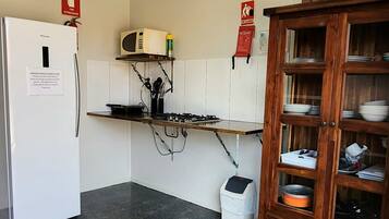 Fridge, microwave, coffee/tea maker, electric kettle