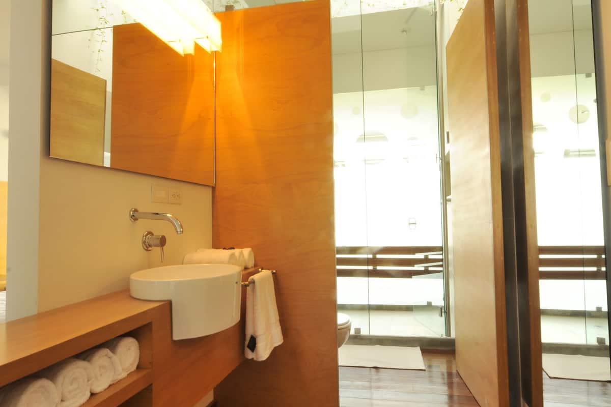 room (junior suite) | bathroom | shower, rainfall showerhead, free toiletries, hair dryer