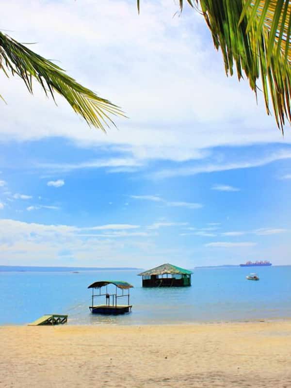 On the beach, sun-loungers, beach towels, scuba diving