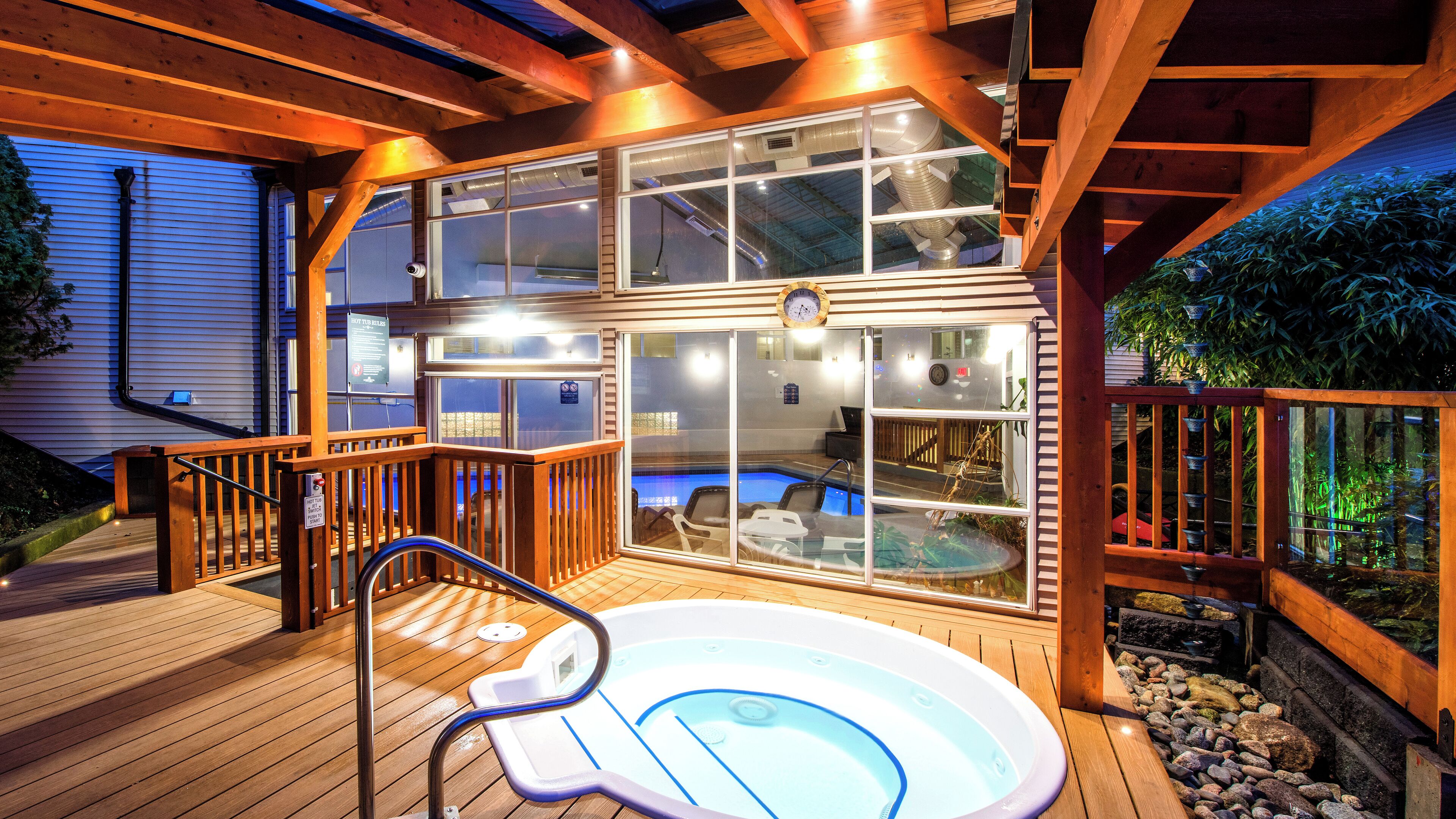 Indoor pool, open 8:30 AM to 10:00 PM, sun loungers