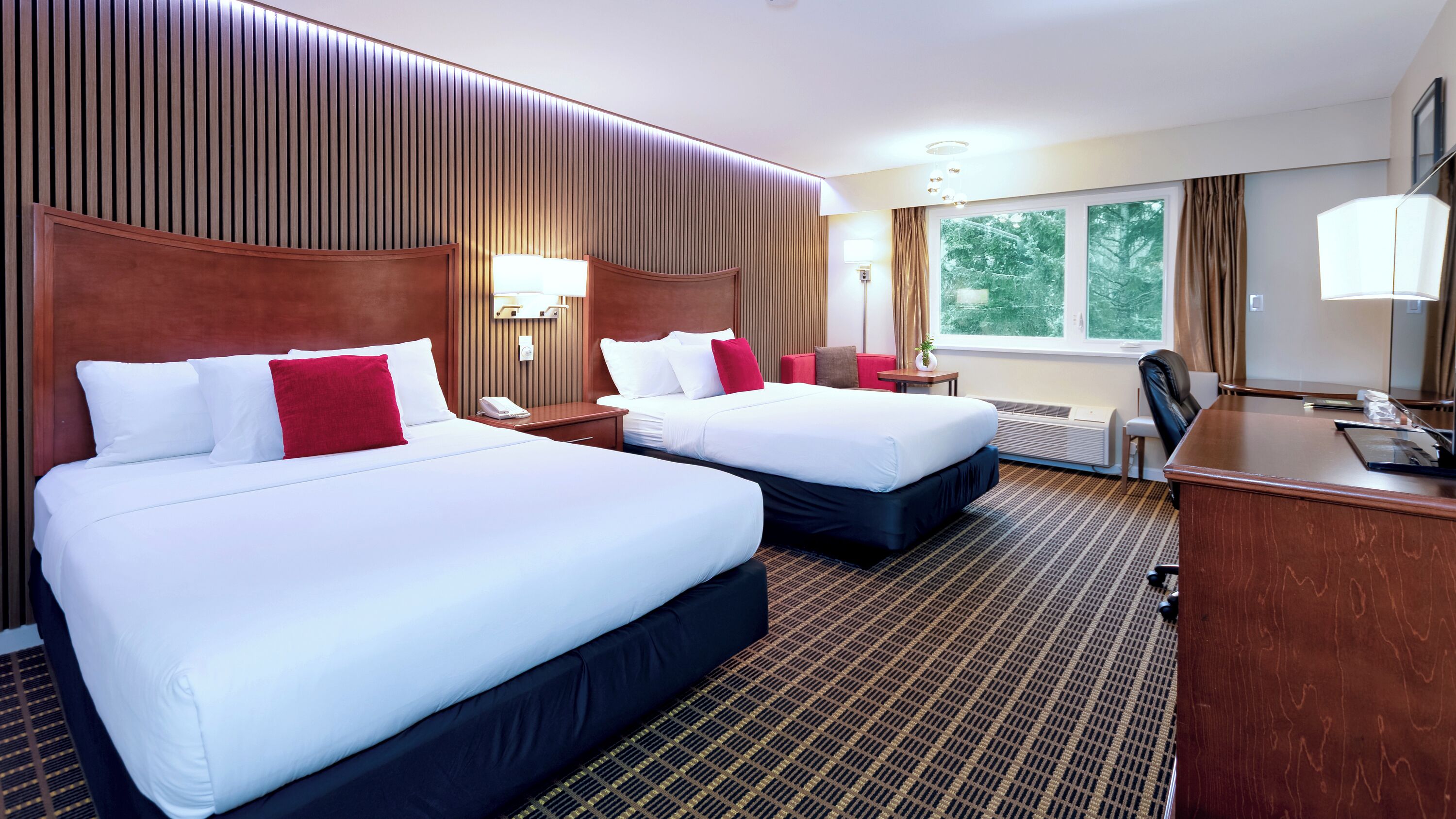 Standard Room, 2 Queen Beds | Premium bedding, desk, iron/ironing board, bed sheets