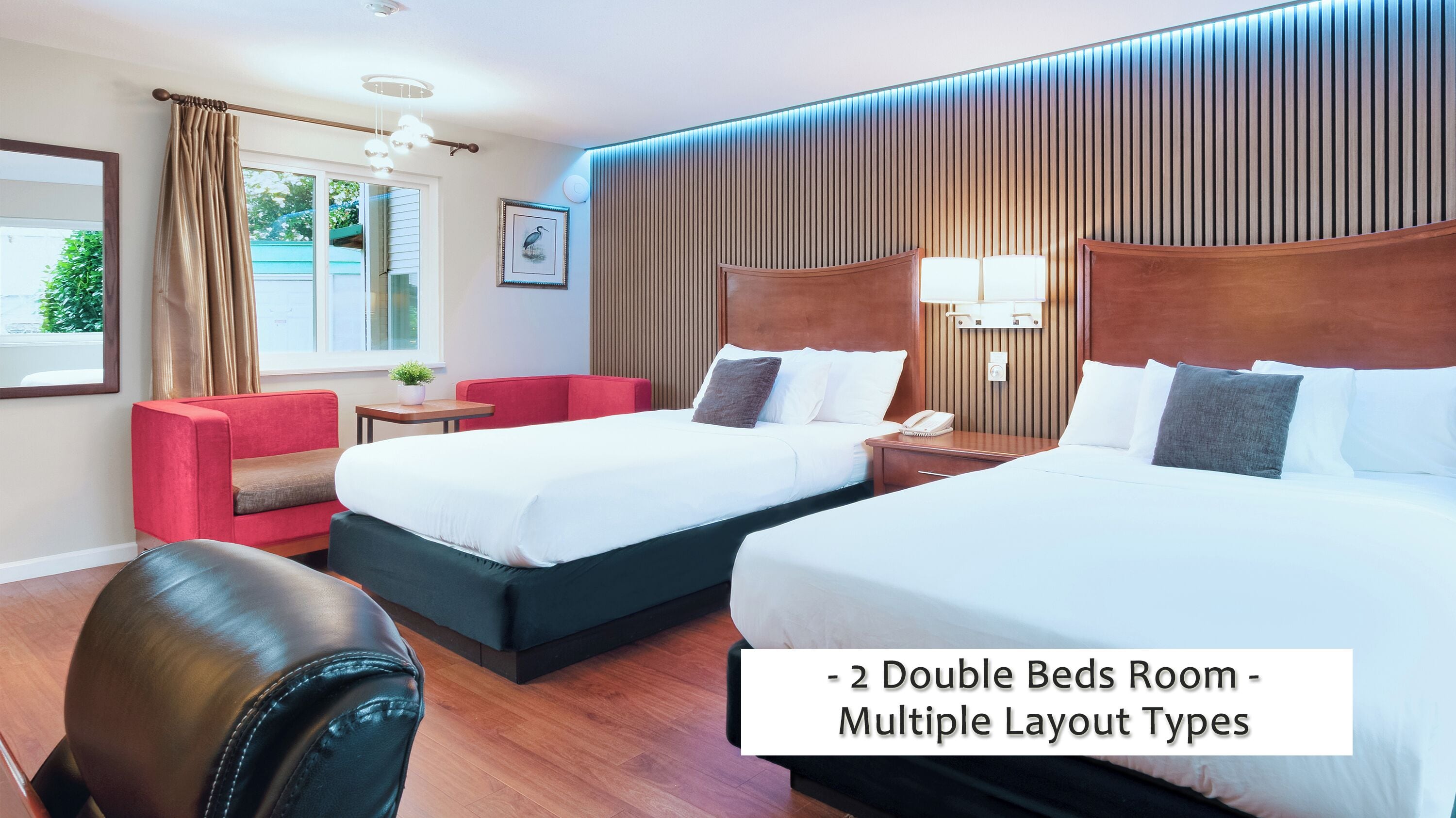 Standard Room, 2 Double Beds | Premium bedding, desk, iron/ironing board, bed sheets