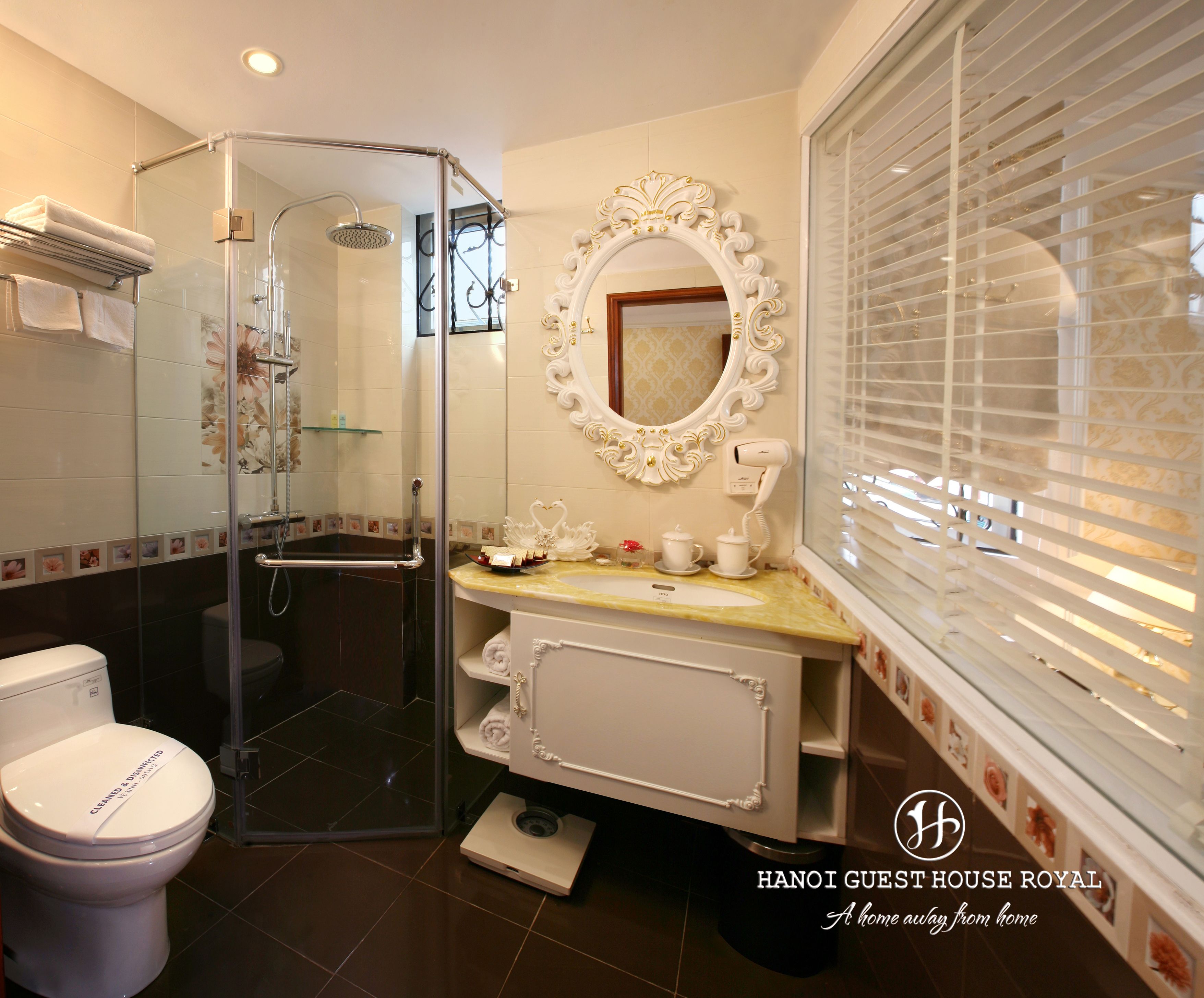 deep-soaking bathtub, free toiletries, hair dryer, bathrobes