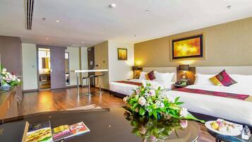 Family Suite, Private Bathroom, City View | Free minibar, in-room safe, desk, soundproofing