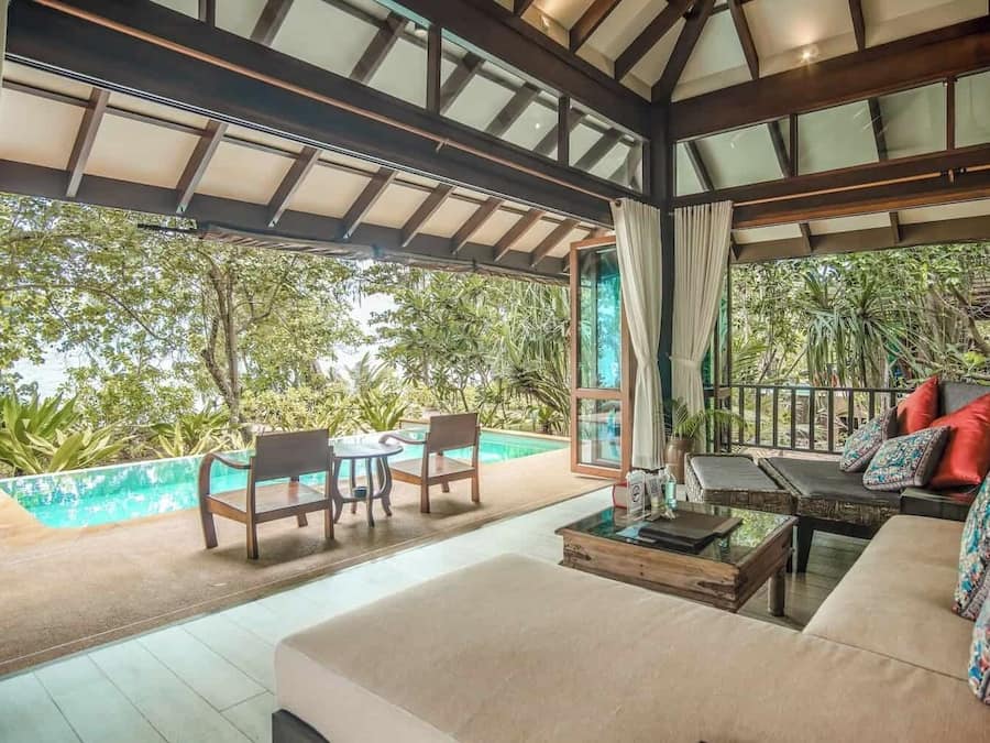 Luksus-villa - 1 soveværelse - privat pool - ved stranden (Adult Only) | Opholdsområde