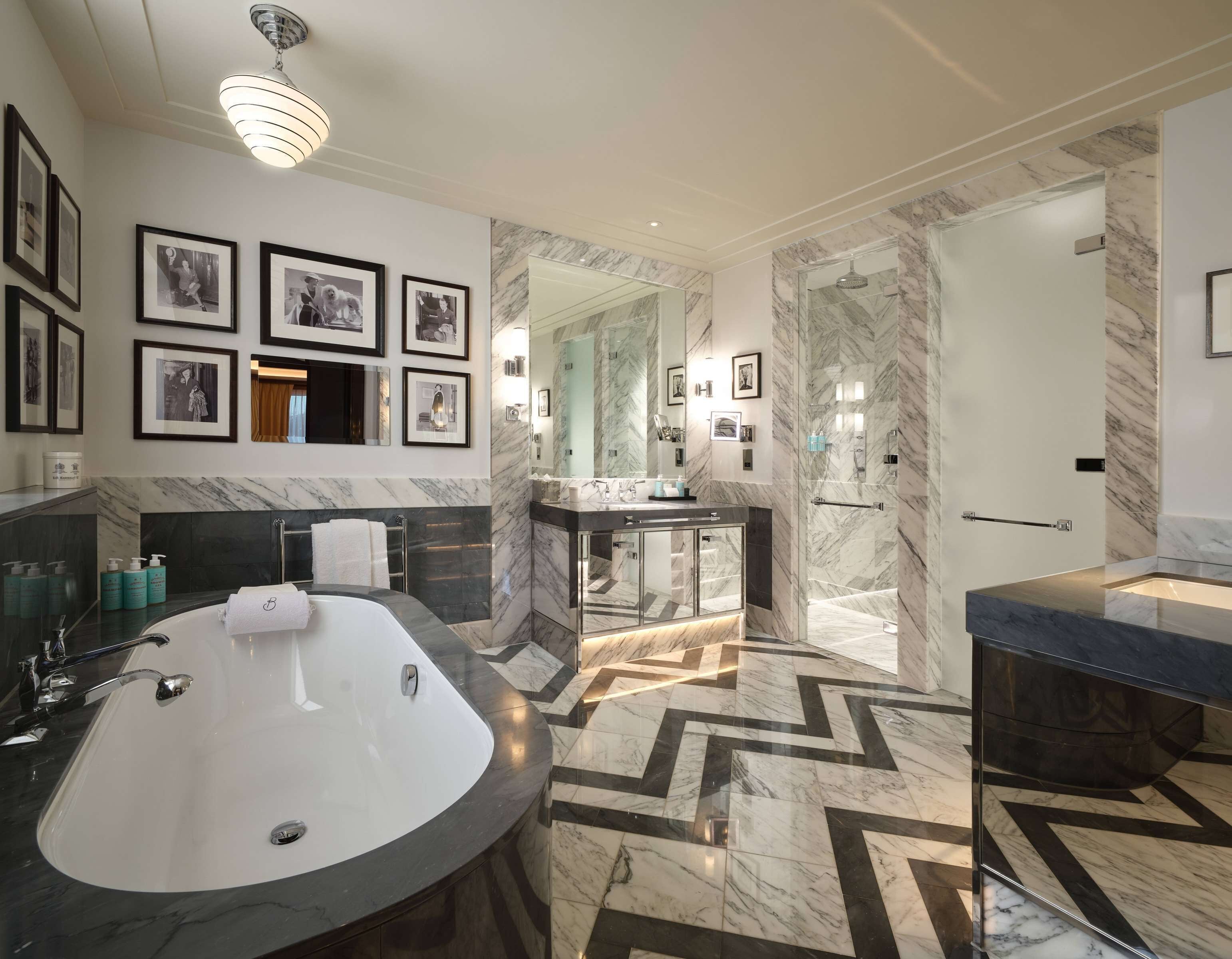 Rainfall showerhead, designer toiletries, hair dryer, bathrobes