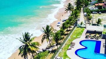 Outdoor pool, pool loungers