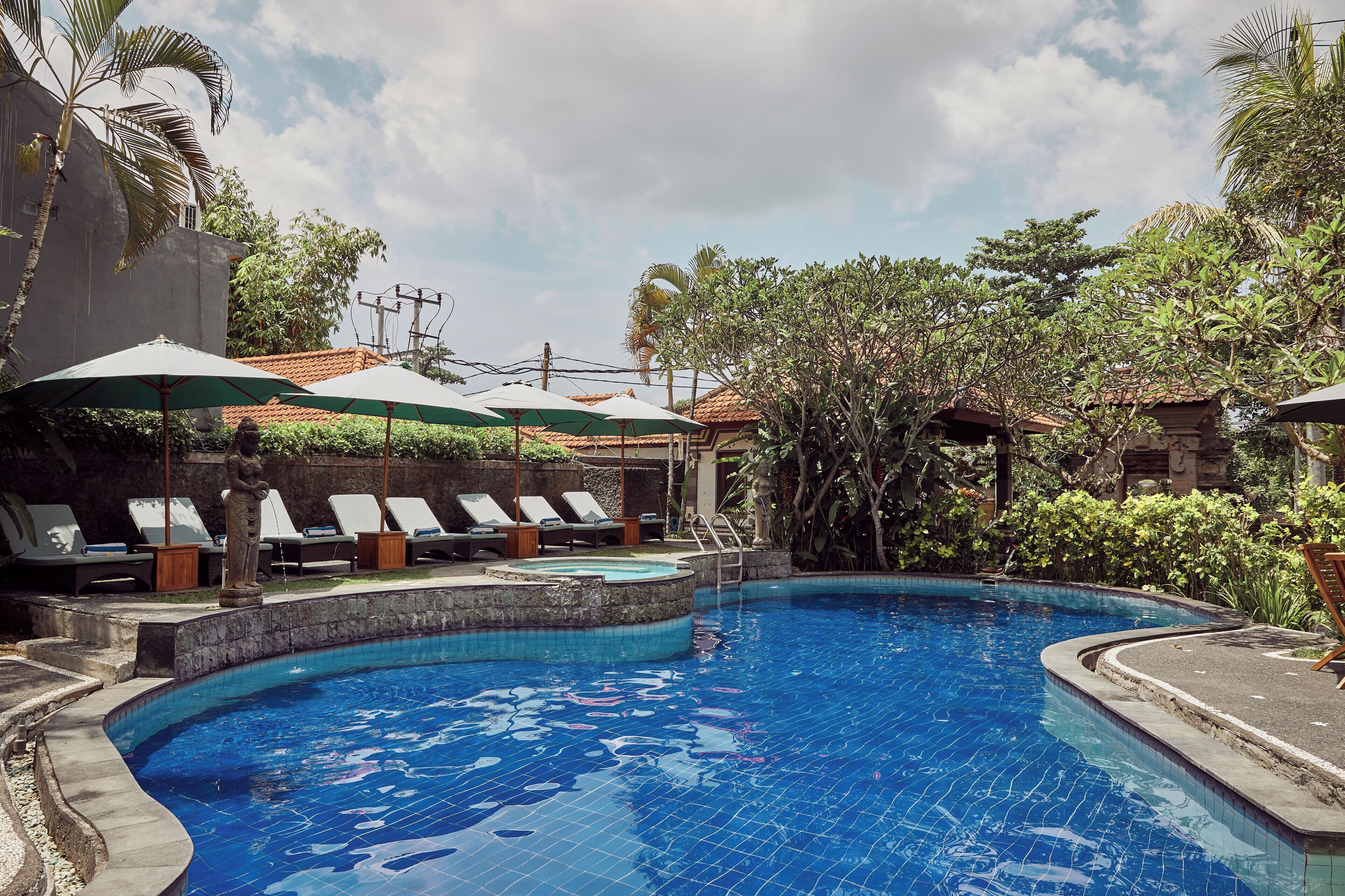 Outdoor pool, sun loungers