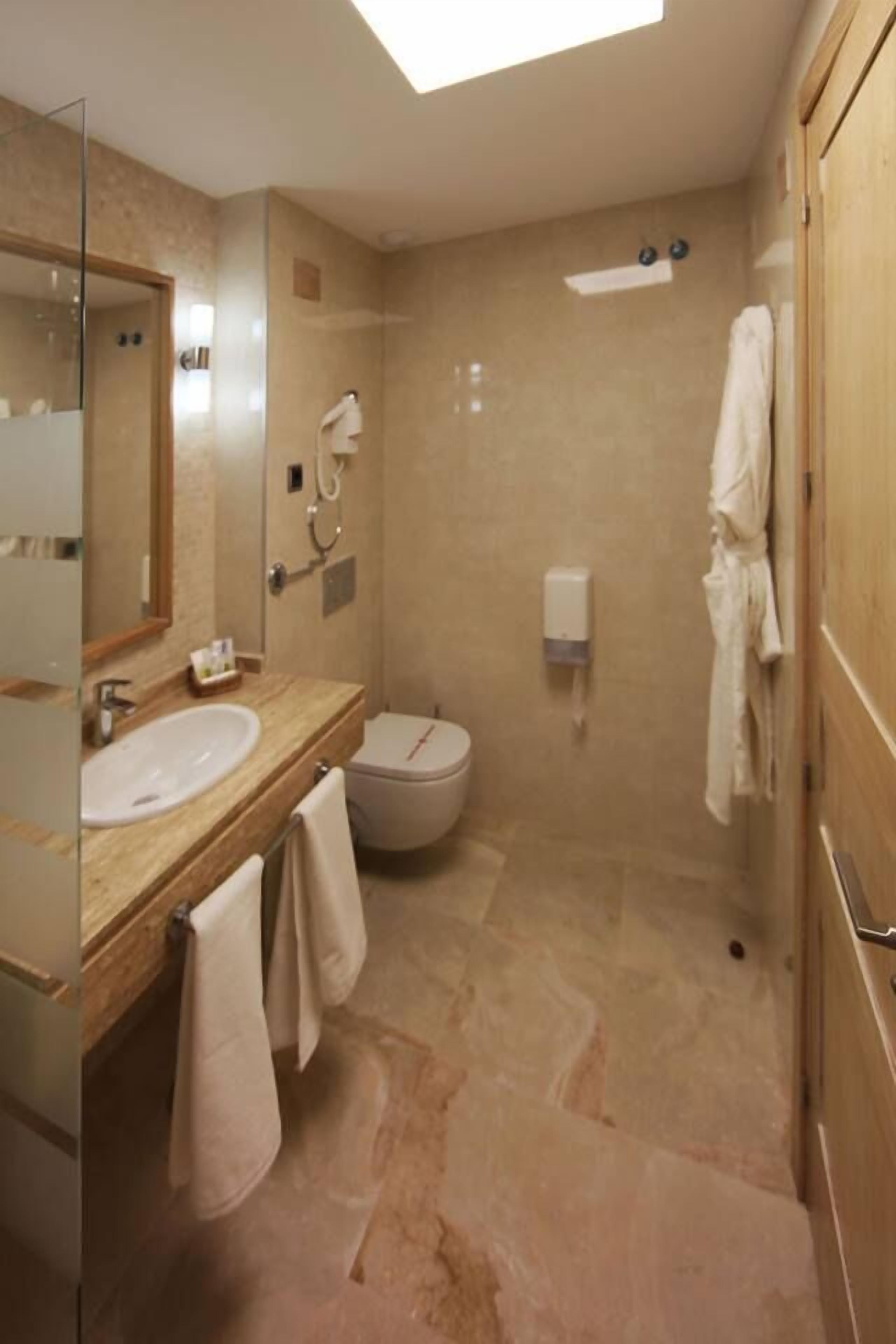 standard double room | bathroom | shower, free toiletries, hair dryer, bathrobes