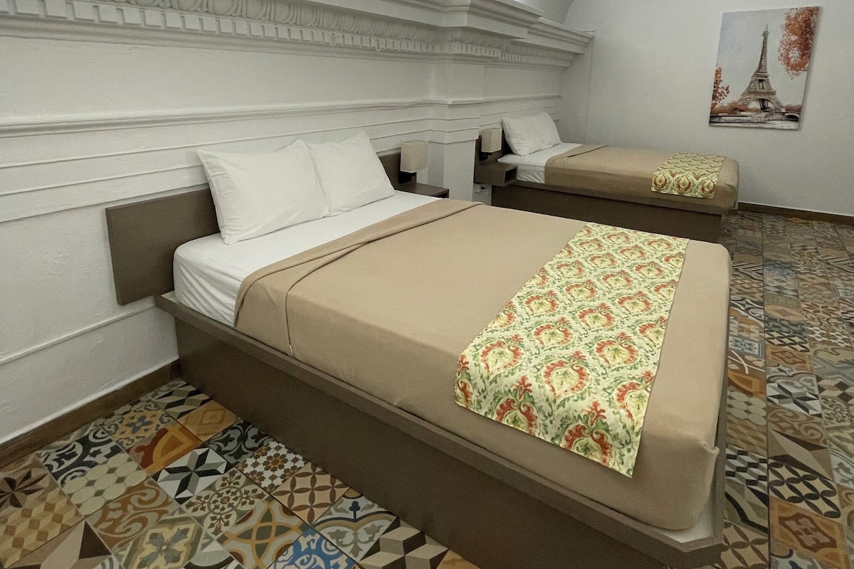 double room | individually decorated, individually furnished, blackout curtains