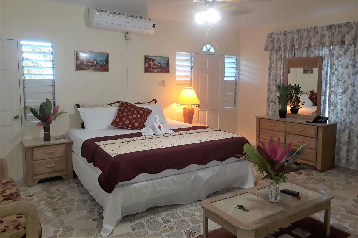 Suite supérieure, 1 très grand lit, cuisinette (With AC) | Literie de qualité, rideaux d’obscurcissement, système d’insonorisation