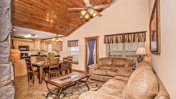 42-inch LCD TV with digital channels, TV, fireplace