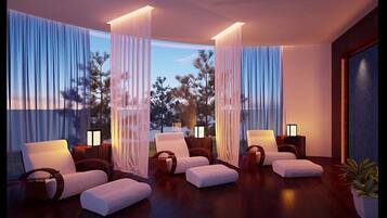 Salas para tratamentos a dois, massagens com pedras quentes