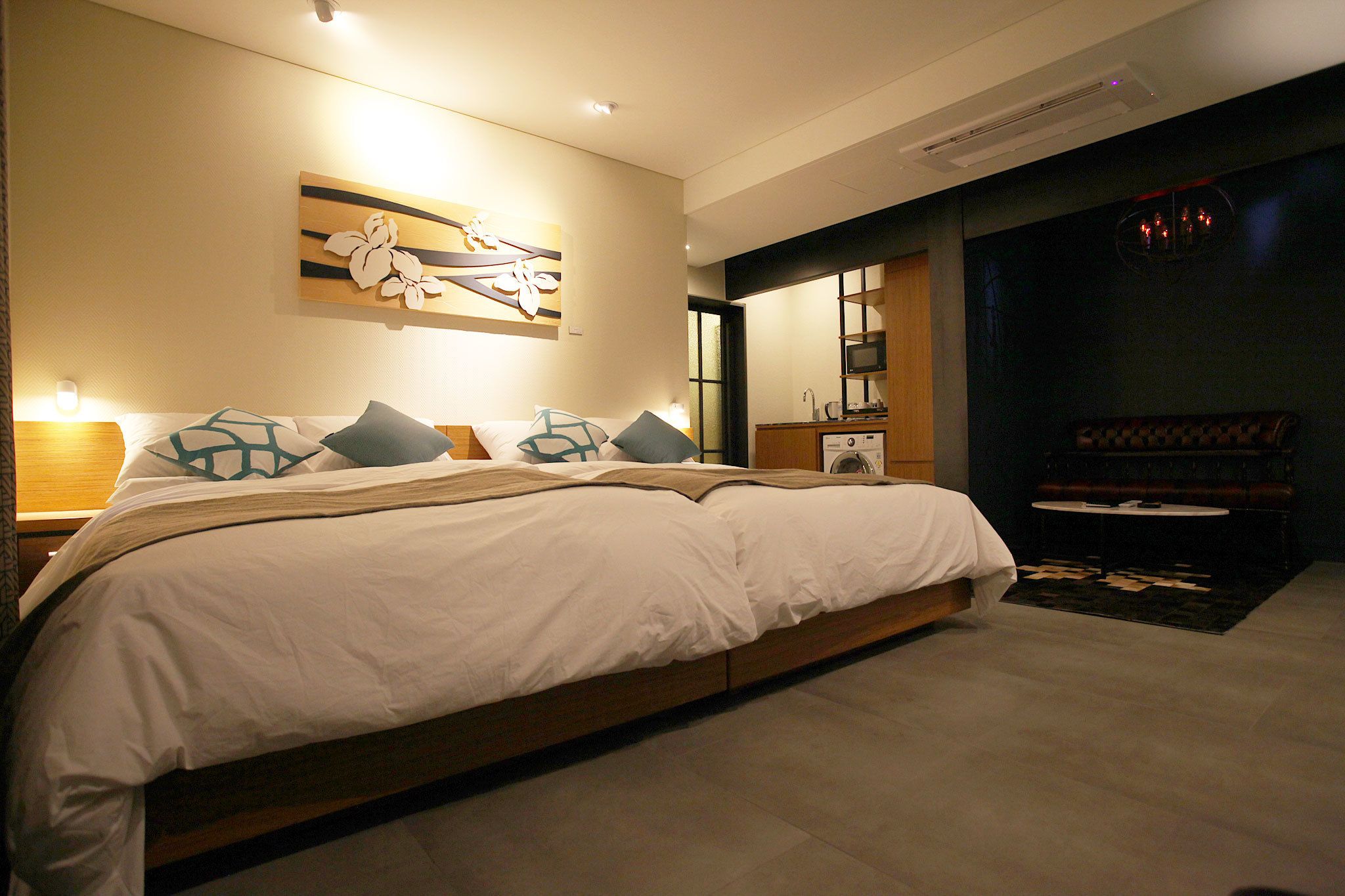 deluxe twin room, kitchen (residence) | view from room