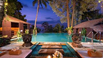 Outdoor pool, sun loungers