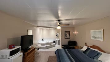 Romantic Studio Suite | Living area | 32-inch TV with cable channels