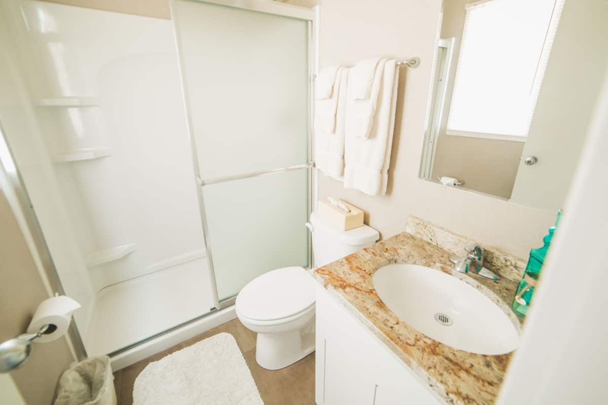 deluxe ocean view room, 1 king bed with sofa bed, non smoking | bathroom | shower, hair dryer, towels