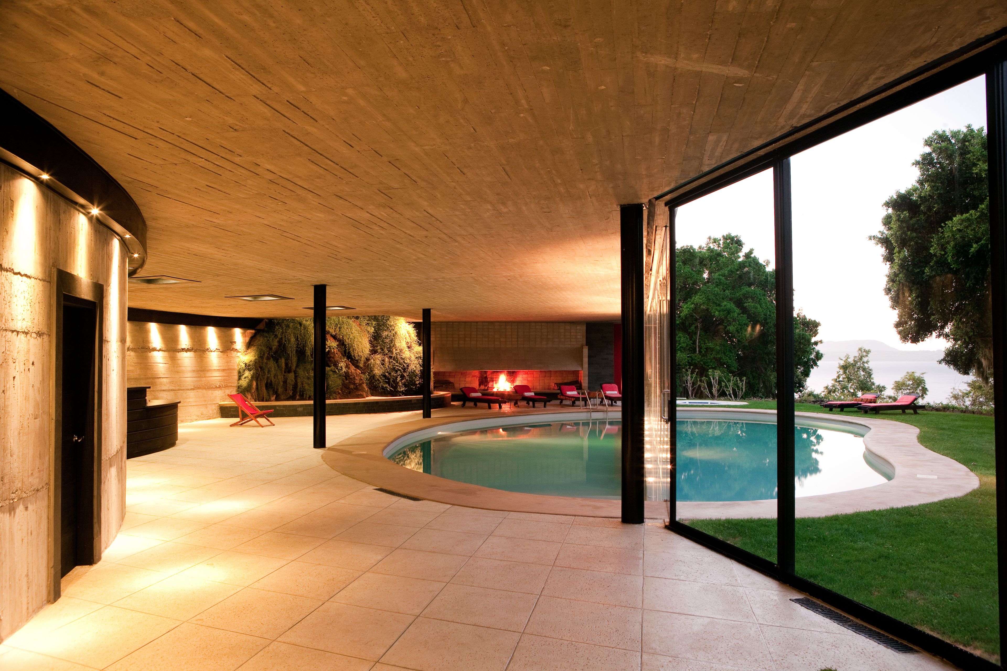 indoor pool, outdoor pool, pool loungers