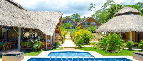 Outdoor pool, open 10 AM to 9:30 PM, sun loungers