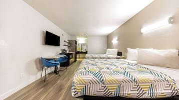 Desk, free WiFi, bed sheets