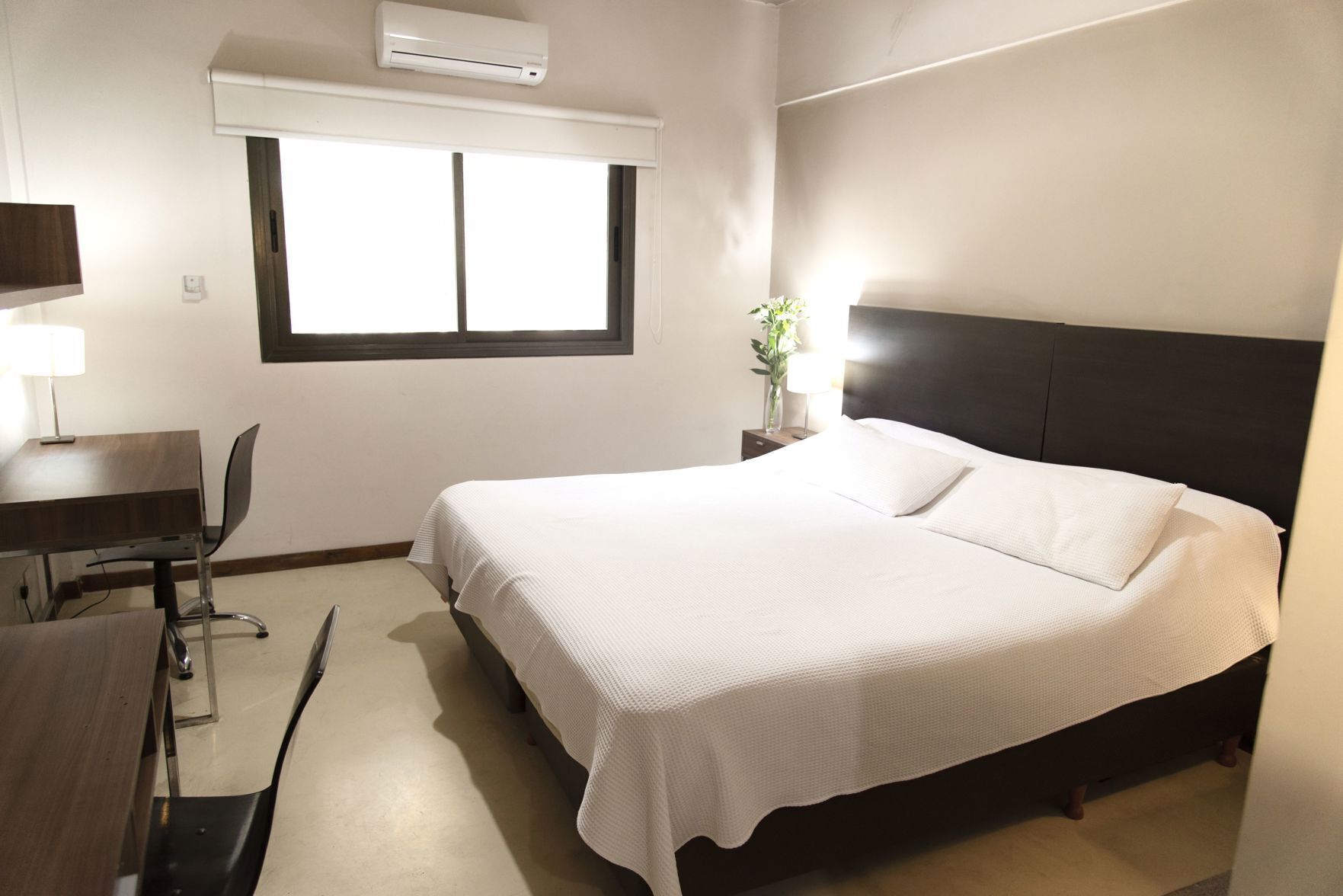 Individually furnished, desk, laptop workspace, blackout curtains